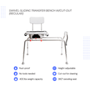 Eagle Health Supplies Sliding Tub Transfer Bench with Swivel Cut-Out Seat (77663)