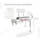 Eagle Health Supplies Tub-Mount Sliding Tub Transfer Bench with Swivel Seat (77762)