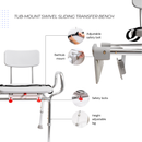 Eagle Health Supplies Tub-Mount Sliding Tub Transfer Bench with Swivel Seat (77762)