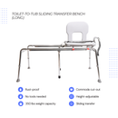 Eagle Health Supplies Toilet-to-Tub Sliding Tub Transfer Bench, Long, (77963)
