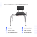 Eagle Health Supplies Sliding Tub Transfer Bench with Padded Swivel Seat (78661)