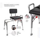 Eagle Health Supplies Sliding Tub Transfer Bench with Padded Swivel Seat (78661)
