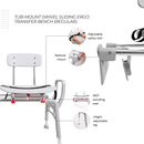 Eagle Health Supplies Tub-Mount Sliding Tub Transfer Bench with Swivel Seat -  ERGO Series (78768)