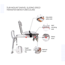 Eagle Health Supplies Tub-Mount Sliding Tub Transfer Bench with Swivel Seat -  ERGO Series (78768)