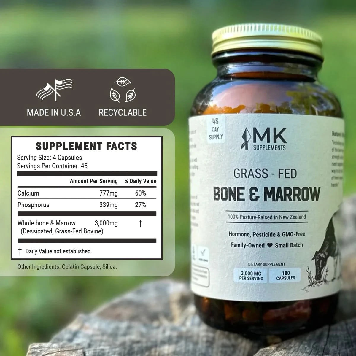 Therasage MK Supplements Grass-Fed Beef Bone & Marrow