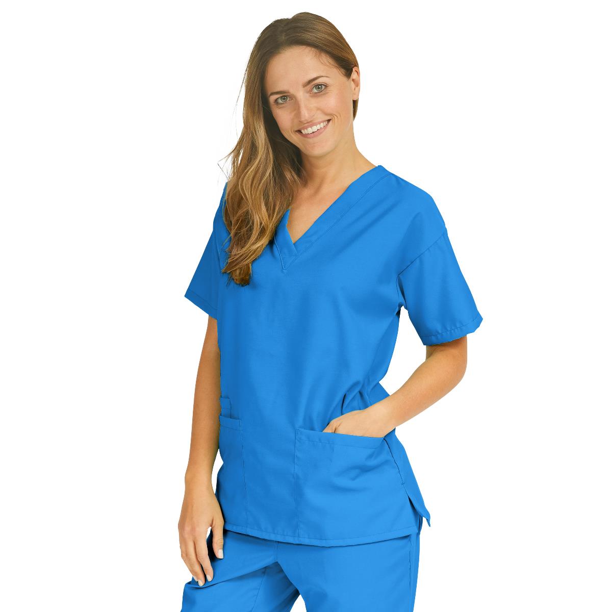 Medline PerforMAX Women's V-Neck Tunic Scrub Top with 2 Pockets