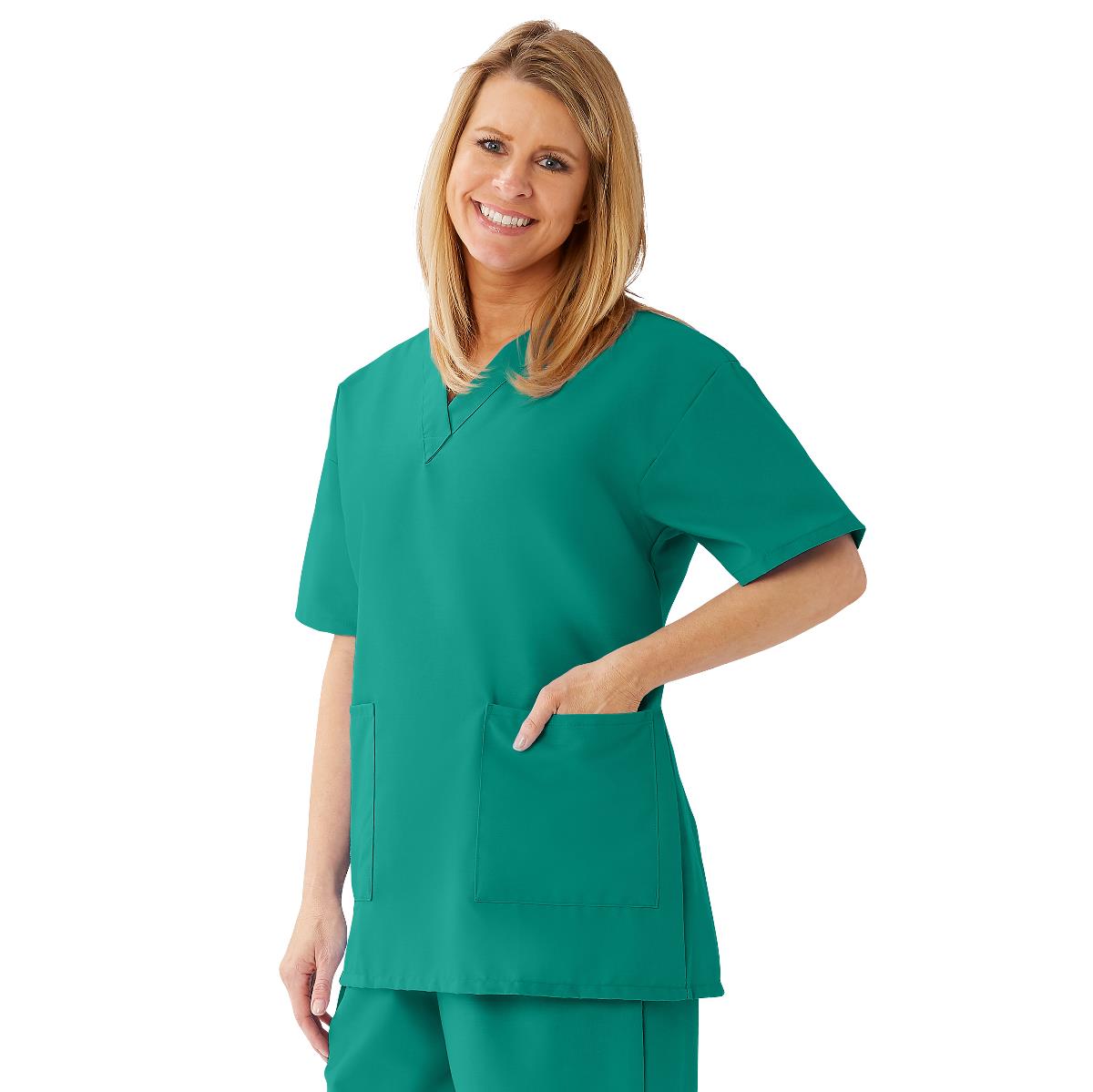 Medline AngelStat Women's V-Neck Tunic Scrub Tops with 2 Pockets