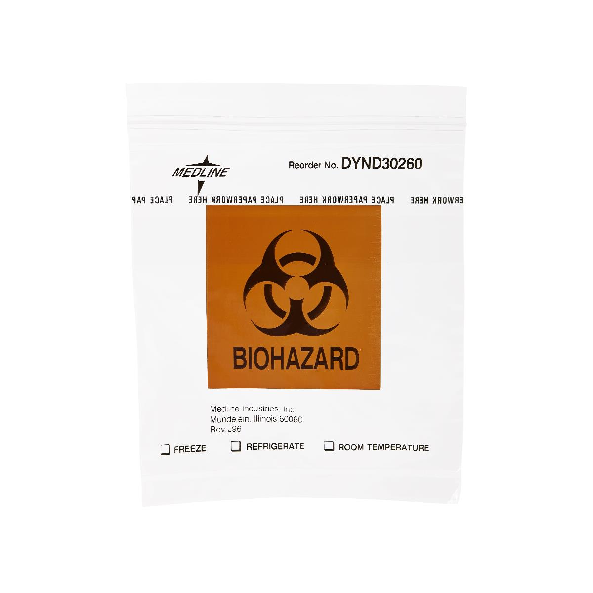 Medline Zip-Style Biohazard Specimen Bags