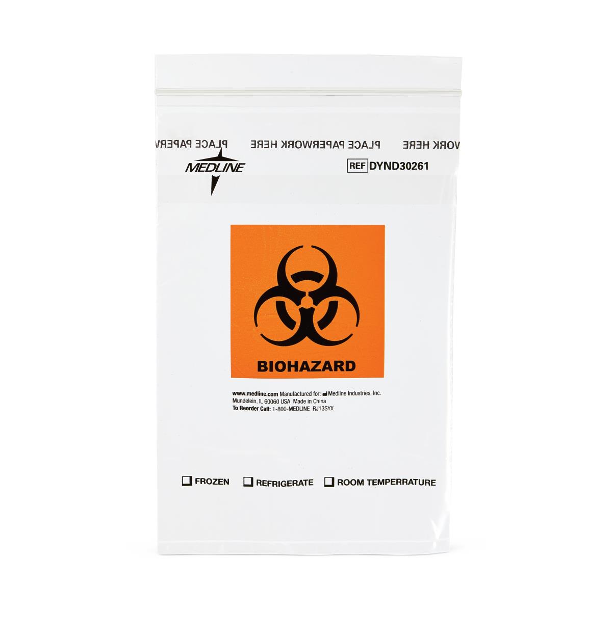 Medline Zip-Style Biohazard Specimen Bags