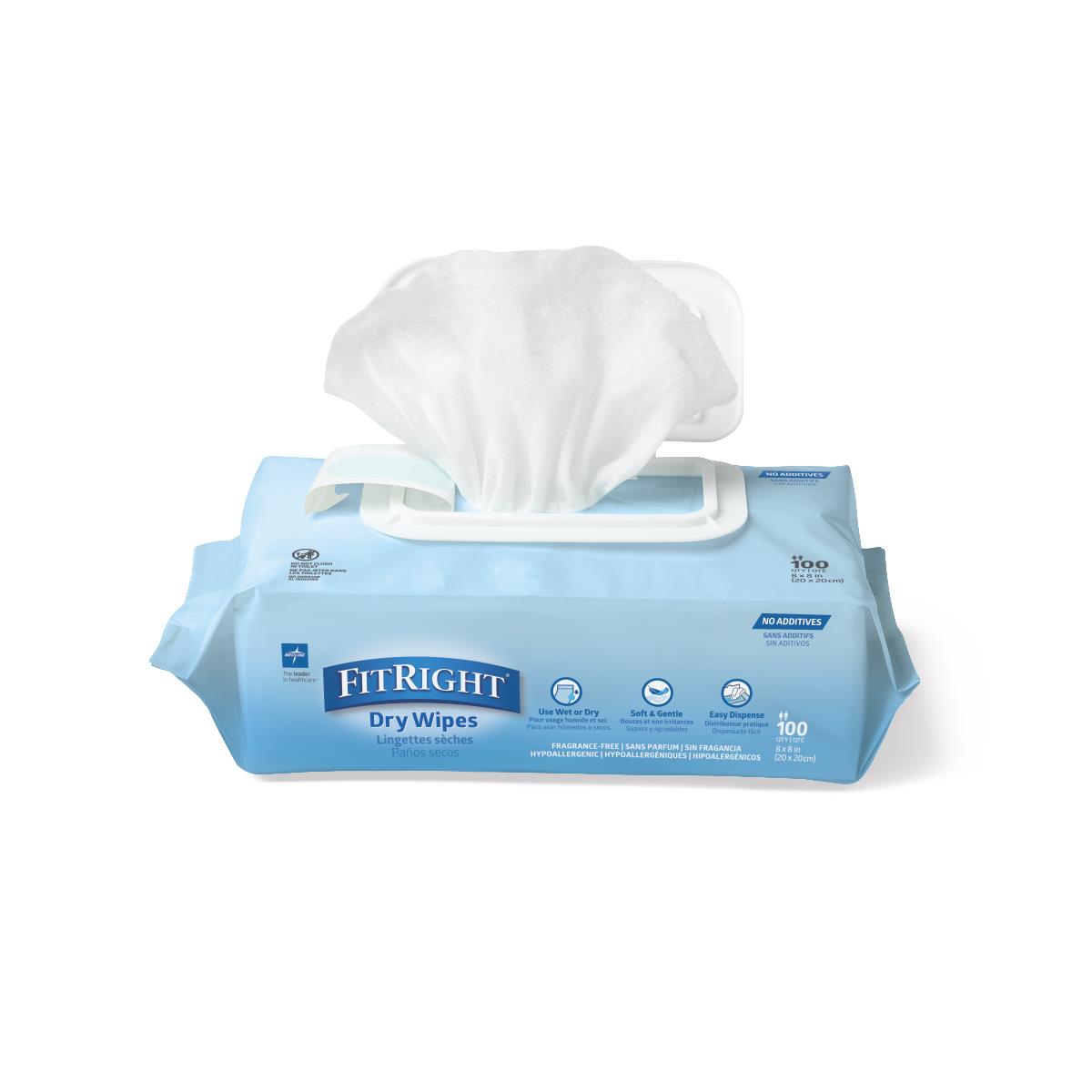 Medline FitRight Dry Wipes