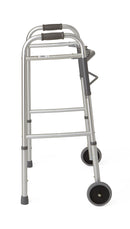 Medline Two-Button Folding Walkers with 5" Wheels