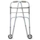 Medline 2-Button Folding Walker with Front Wheels