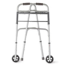 Medline Two-Button Folding Walkers with 5" Wheels