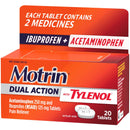 Medline Motrin Dual Action with Tylenol Pain Reliever Tablets