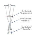 Medline Aluminum Crutches with Red Dot Hand Grip