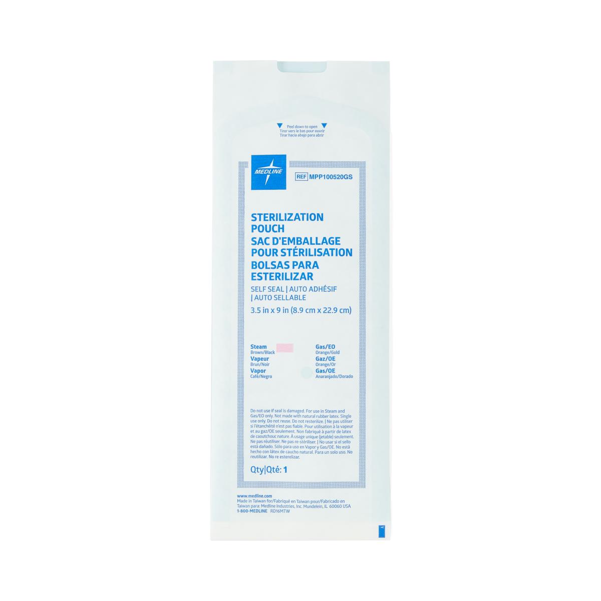 Medline Self-Seal Sterilization Pouches for Steam and Gas Only