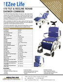 Healthline MODEL 170 TILT & RECLINE REHAB SHOWER COMMODE