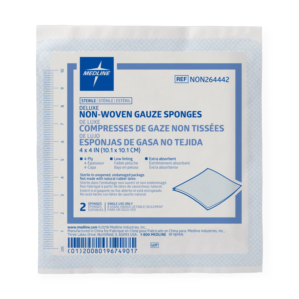 Medline Deluxe Sterile Nonwoven Gauze Sponges