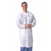 Medline Disposable SMS Barrier Lab Coat with Knit Collar/Cuffs