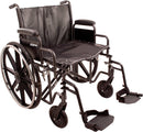Compass Health ProBasics Heavy Duty K0007 Wheelchair, 24" x 18" Seat with Footrests,