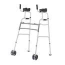 Medline Upright Folding Walkers with Elevated Arm Supports, 5" Wheels