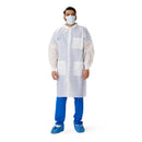 Medline Disposable SMS Barrier Lab Coat with Traditional Collar/Knit Cuffs