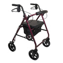 Compass Health ProBasics Deluxe Aluminum Rollator with 8-inch Wheels, Burgundy