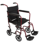 Compass Health ProBasics Aluminum Transport Wheelchair, 19-inch, Burgundy