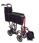 Compass Health ProBasics Aluminum Transport Wheelchair, 19-inch, Burgundy