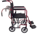 Compass Health ProBasics Aluminum Transport Wheelchair, 19-inch, Burgundy