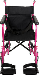 Compass Health ProBasics Aluminum Transport Wheelchair, 19-inch, Pink Pink