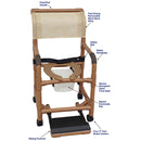 MJM International WoodTone Shower Chair With Safety Belt, Square Pail And Sliding Footrest