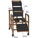 MJM International WoodTone Reclining Shower Chair With Soft Seat Deluxe Elongated, Total Padding, And Elevated Leg Extension