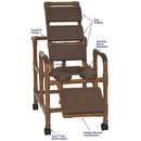 MJM International WoodTone Reclining Shower Chair With Soft Seat Deluxe Elongated, Total Padding, And Elevated Leg Extension