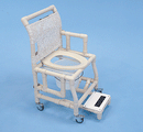 Healthline -Shower Chair 18″ Almond Pipe Drop Arm Sliding Footrest