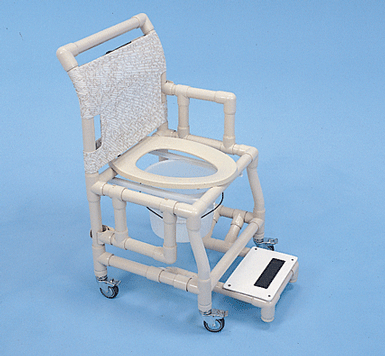 Healthline -Shower Chair 18″ Almond Pipe Drop Arm Sliding Footrest