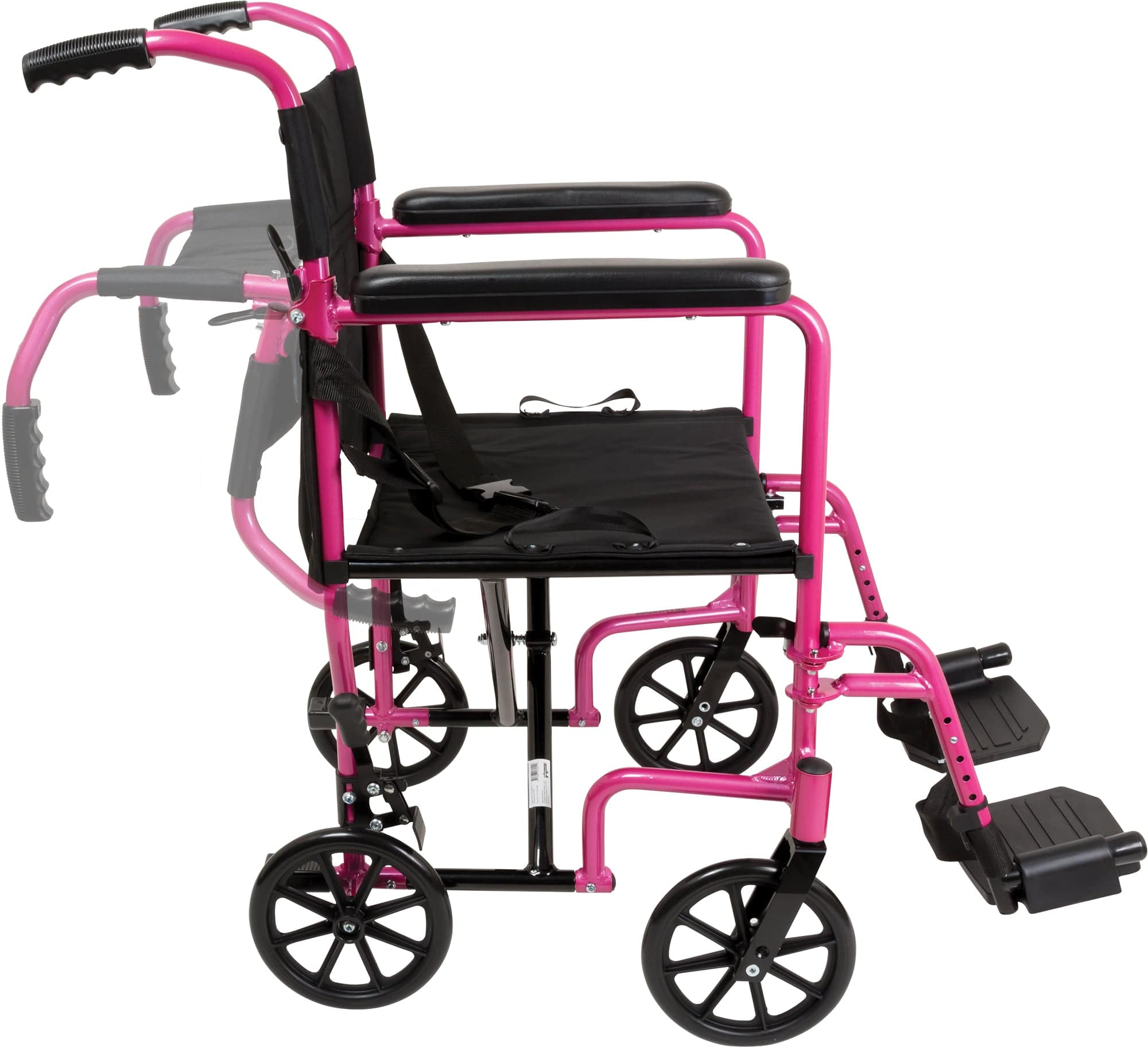 Compass Health Transport Wheelchairs Compass Health ProBasics Aluminum Transport Wheelchair, 19-inch, Pink