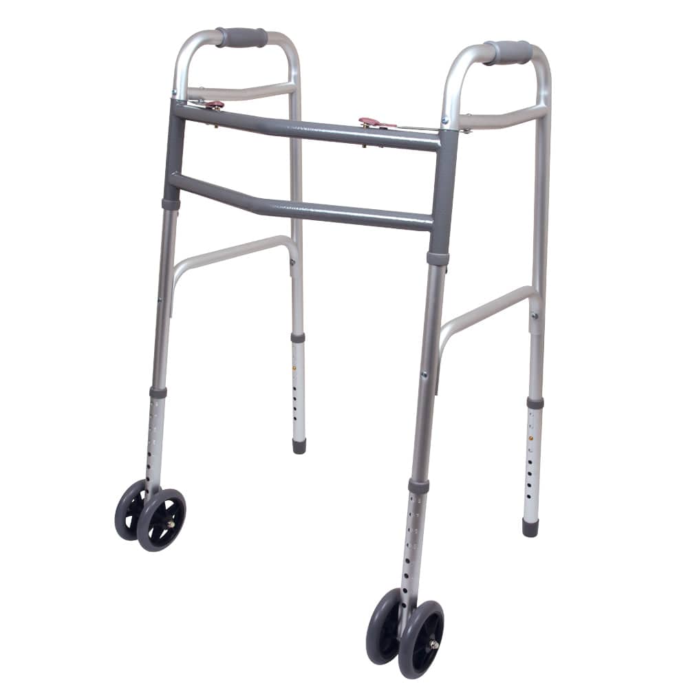 Compass Health Walkers Compass Health ProBasics Bariatric 2-Button Walker with 5-inch Wheels