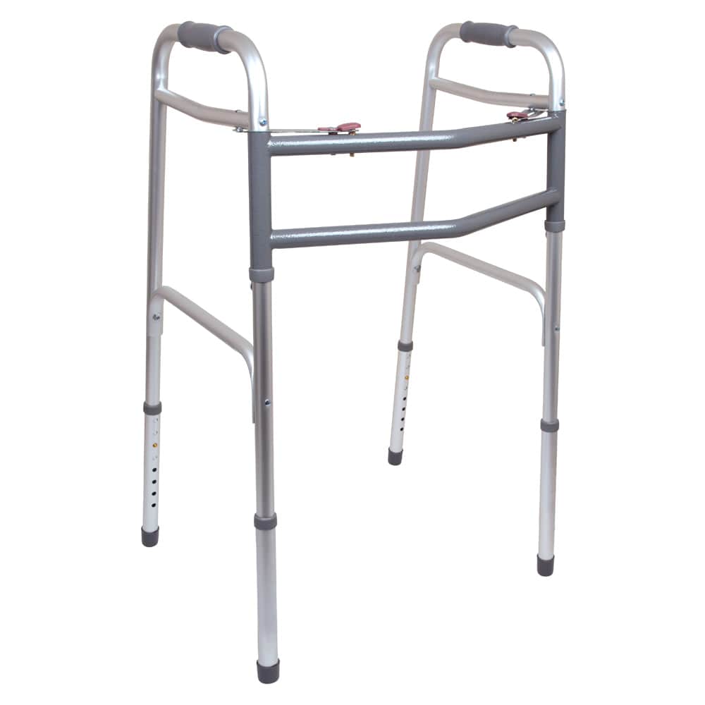 Compass Health Walkers Compass Health ProBasics Bariatric Two-Button Release Folding Walker, Aluminum, No Wheels