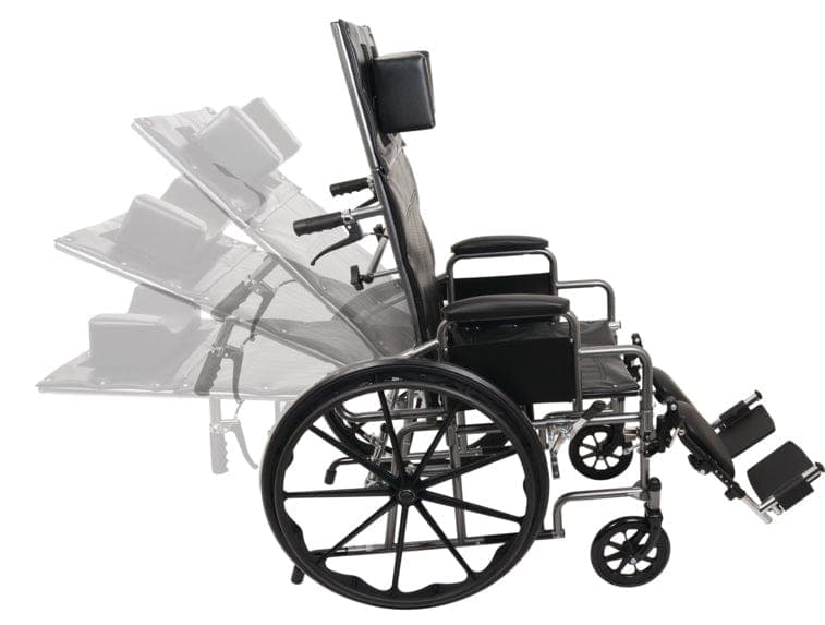 Compass Health Reclining Wheelchairs Compass Health ProBasics Reclining Wheelchair, 22" x 17", Removable Desk Arms & ELRs