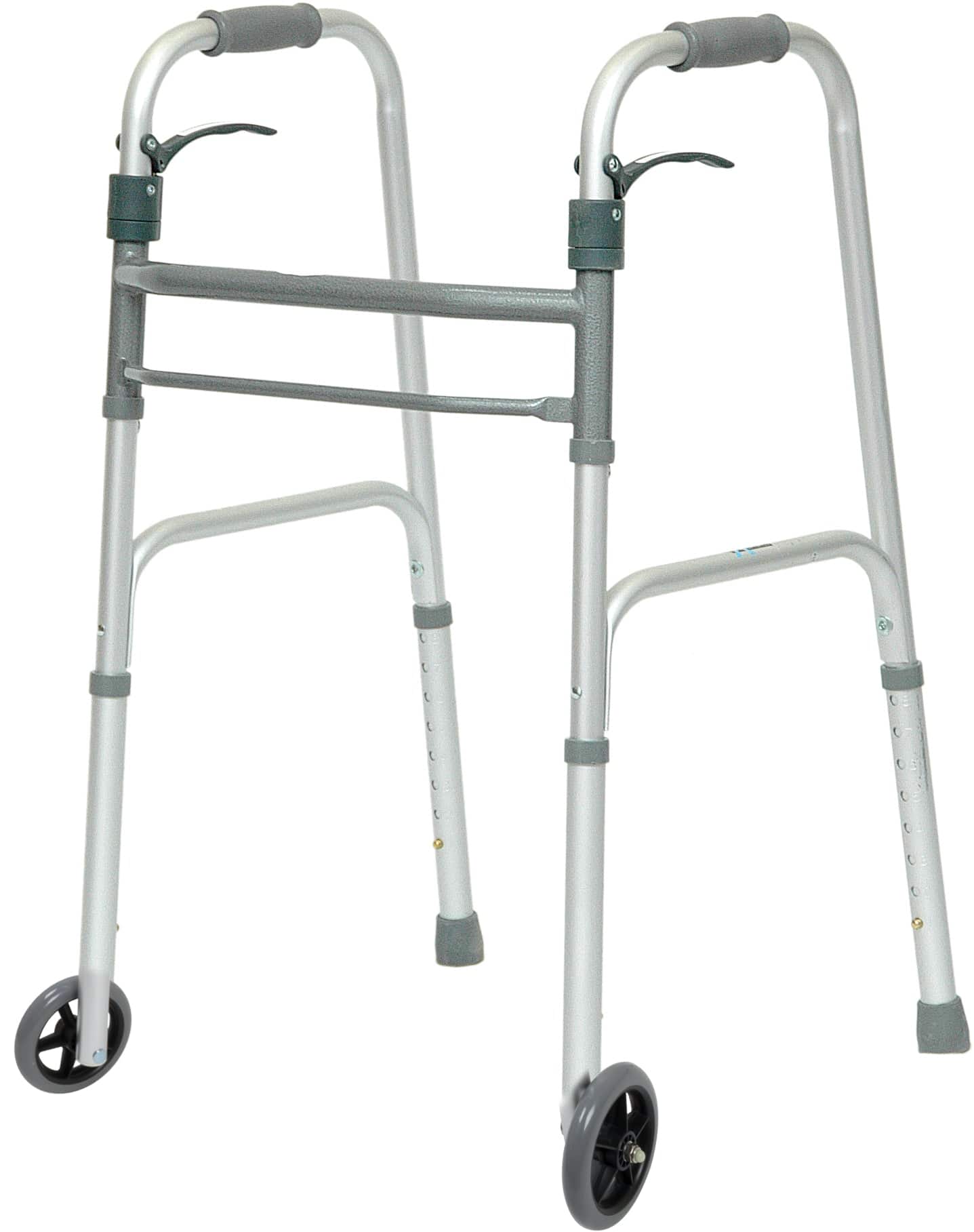 Compass Health Walkers Compass Health ProBasics Sure Lever Release Folding Walker with 5" Wheels, (Adult)
