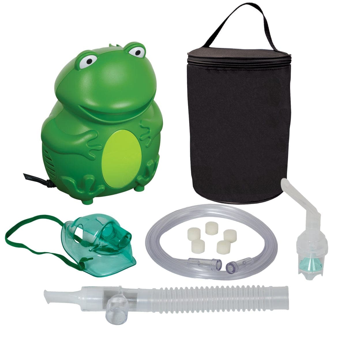 Compass Health Pediatric Compressors Compass Health Roscoe Frog Nebulizer with Disposable Neb Kit, TruNeb Kit and Carrying Bag