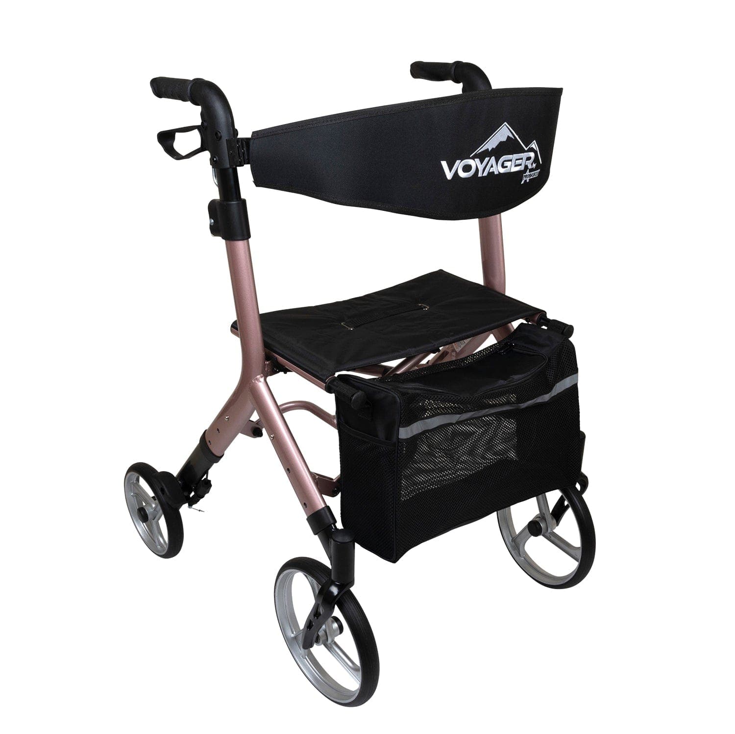 Compass Health Rollators Compass Health Voyager Adjustable Height Euro-Style Rollator, Rose Gold
