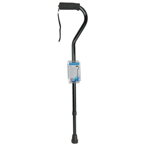 Complete Medical Mobility Products Blue Jay An Elite Health Care Brand Cane  Soft Foam Offset Handle  Blue Jay  Black with Strap