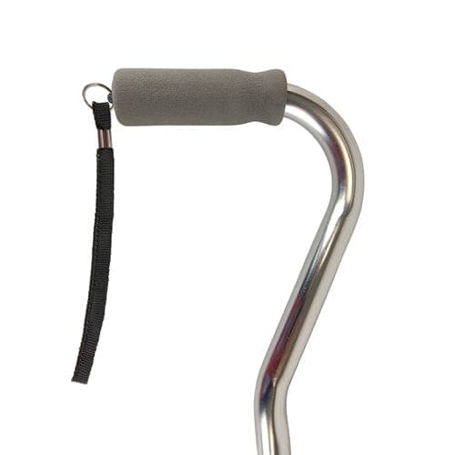 Complete Medical Mobility Products Blue Jay An Elite Health Care Brand Cane  Soft Foam Offset Handle  Blue Jay  Silver with Strap