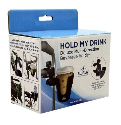 Complete Medical Mobility Products Blue Jay An Elite Health Care Brand Hold My Drink Dlx Multi-Direct Beverage Cup Holder Blue Jay