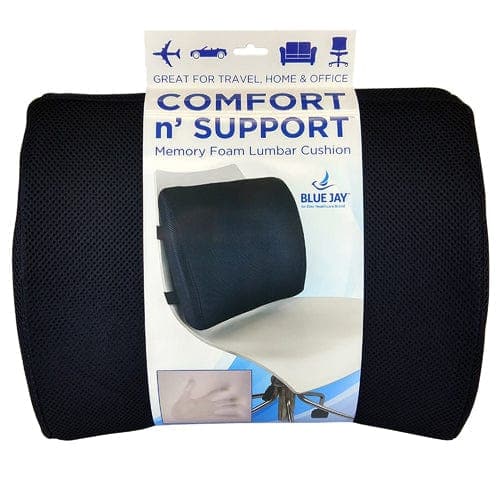 Complete Medical Back & Neck Therapy Blue Jay An Elite Health Care Brand Lumbar Cushion w/Straps  Black Memory Foam - Blue Jay