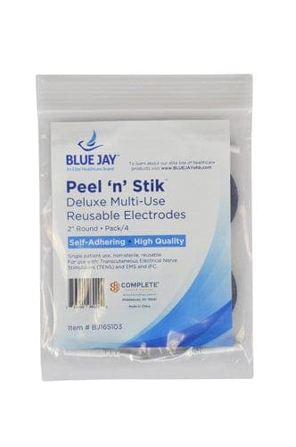 Complete Medical Electrotherapy Blue Jay An Elite Health Care Brand Reusable Electrodes  Pack/4 2  Round  Blue Jay Brand