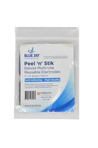 Complete Medical Electrotherapy Blue Jay An Elite Health Care Brand Reusable Electrodes  Pack/4 2 x2  Square  Blue Jay Brand