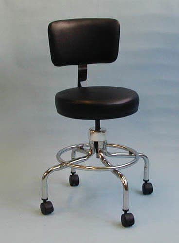 Complete Medical Physician Supplies Brandt Equipment Classic Doctors Stool W/ Back W/ Foot Ring & Casters